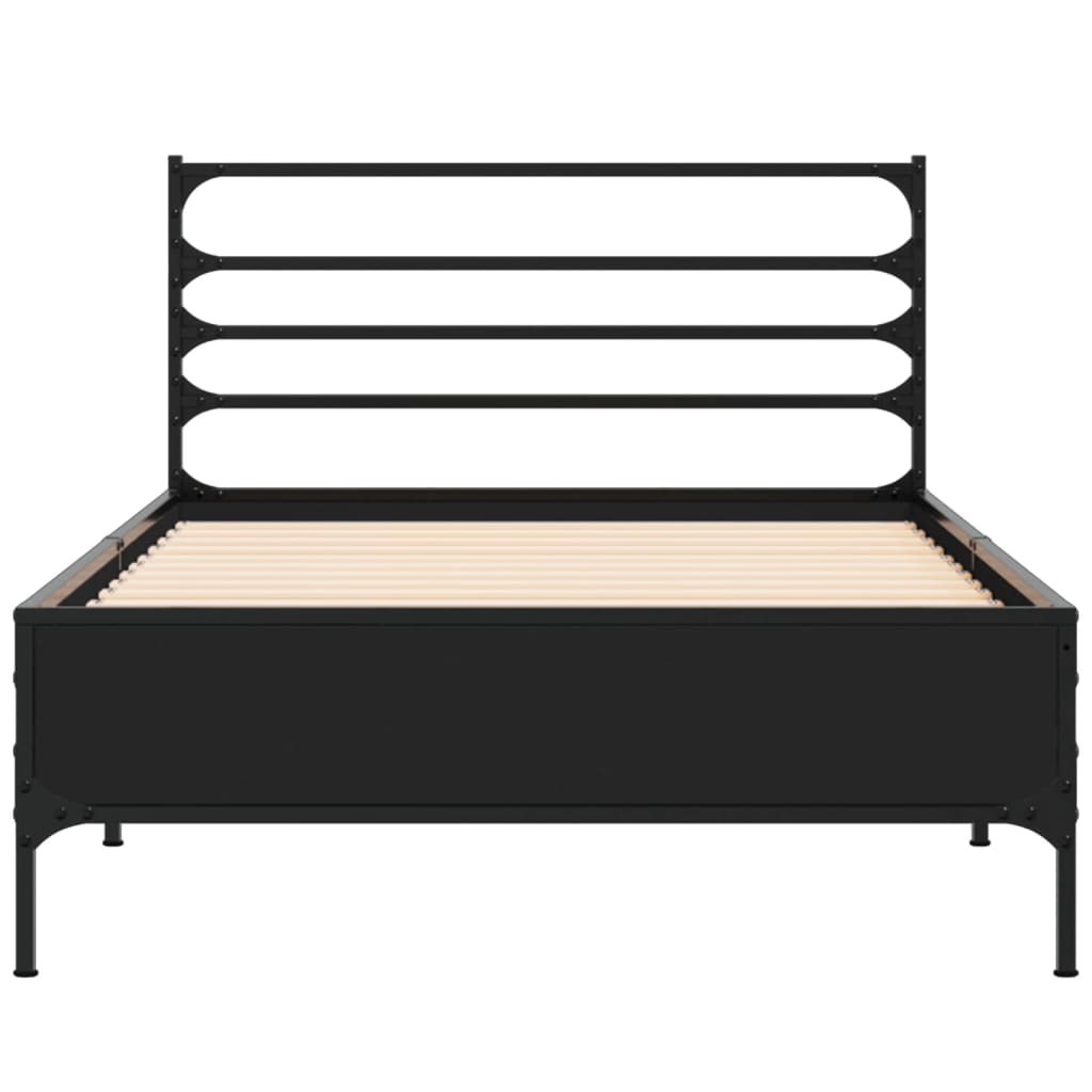 Sengeramme svart 90x190 cm konstruert tre og metall