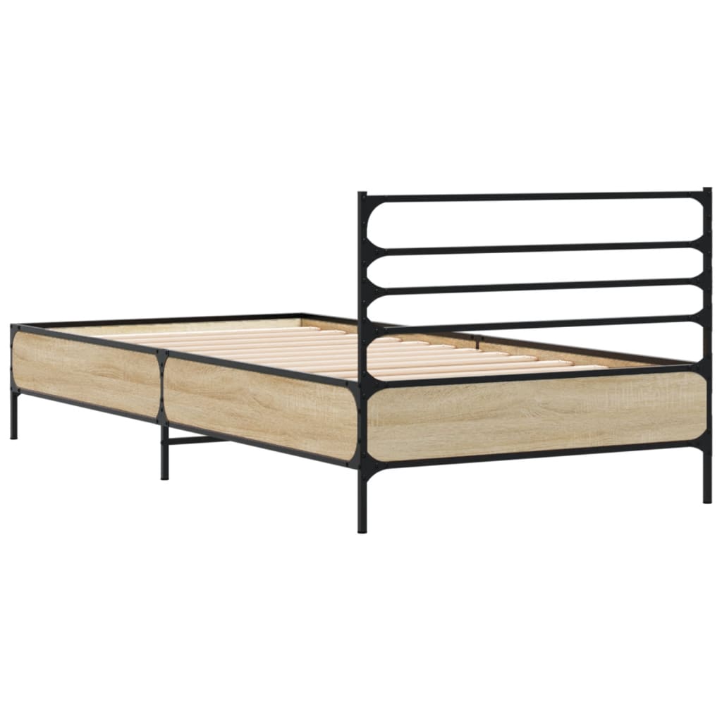 Sengeramme sonoma eik 90x190 cm konstruert tre og metall