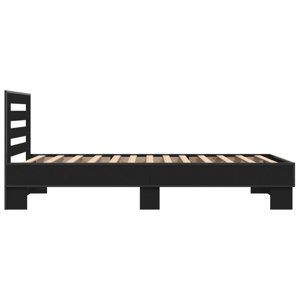 Sengeramme svart 75x190 cm konstruert tre og metall