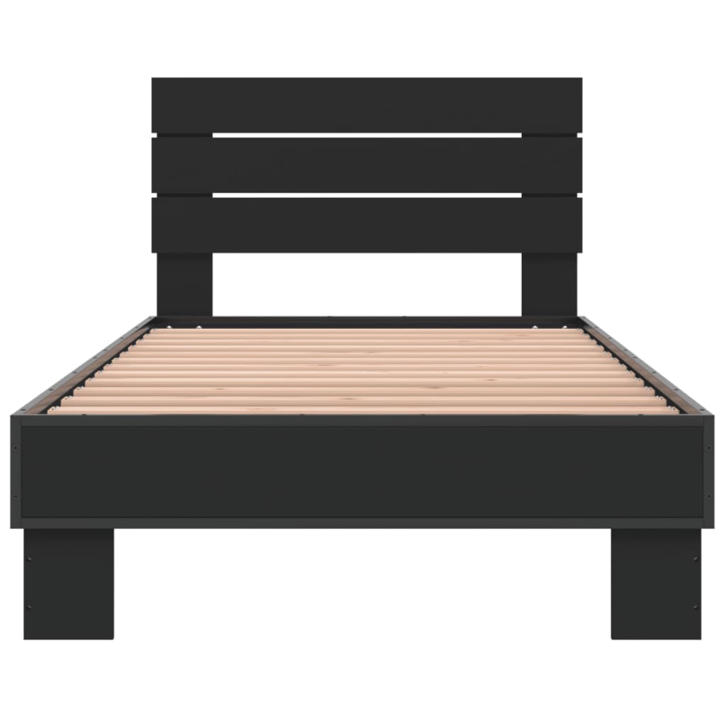 Sengeramme svart 90x200 cm konstruert tre og metall