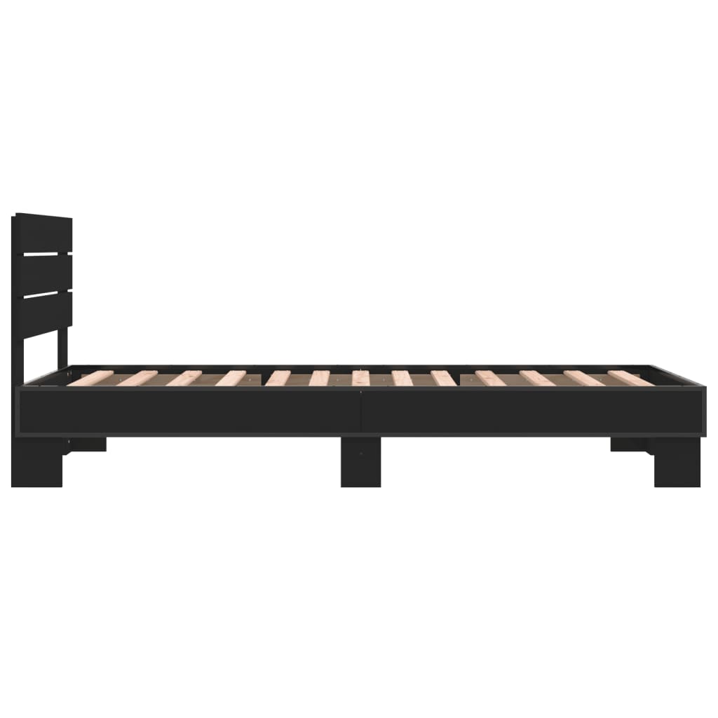 Sengeramme svart 90x200 cm konstruert tre og metall