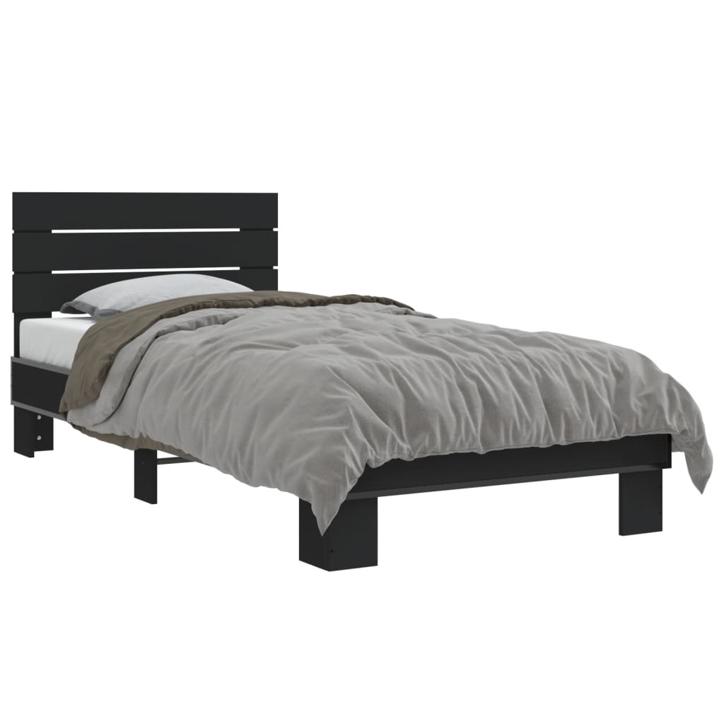 Sengeramme svart 90x200 cm konstruert tre og metall