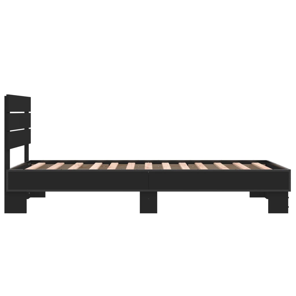 Sengeramme svart 75x190 cm konstruert tre og metall