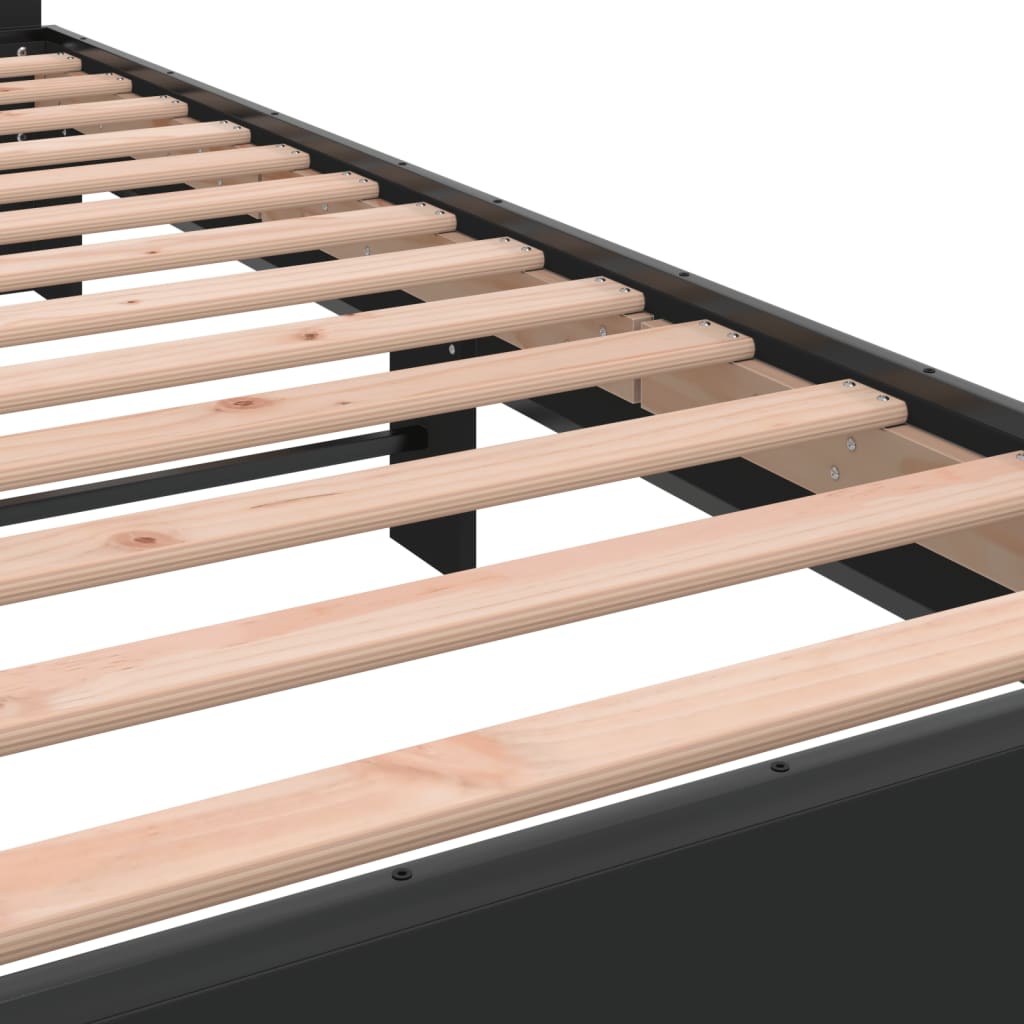 Sengeramme svart 75x190 cm konstruert tre og metall