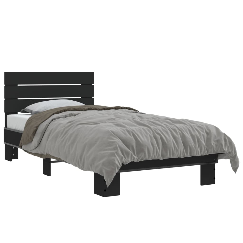 Sengeramme svart 75x190 cm konstruert tre og metall