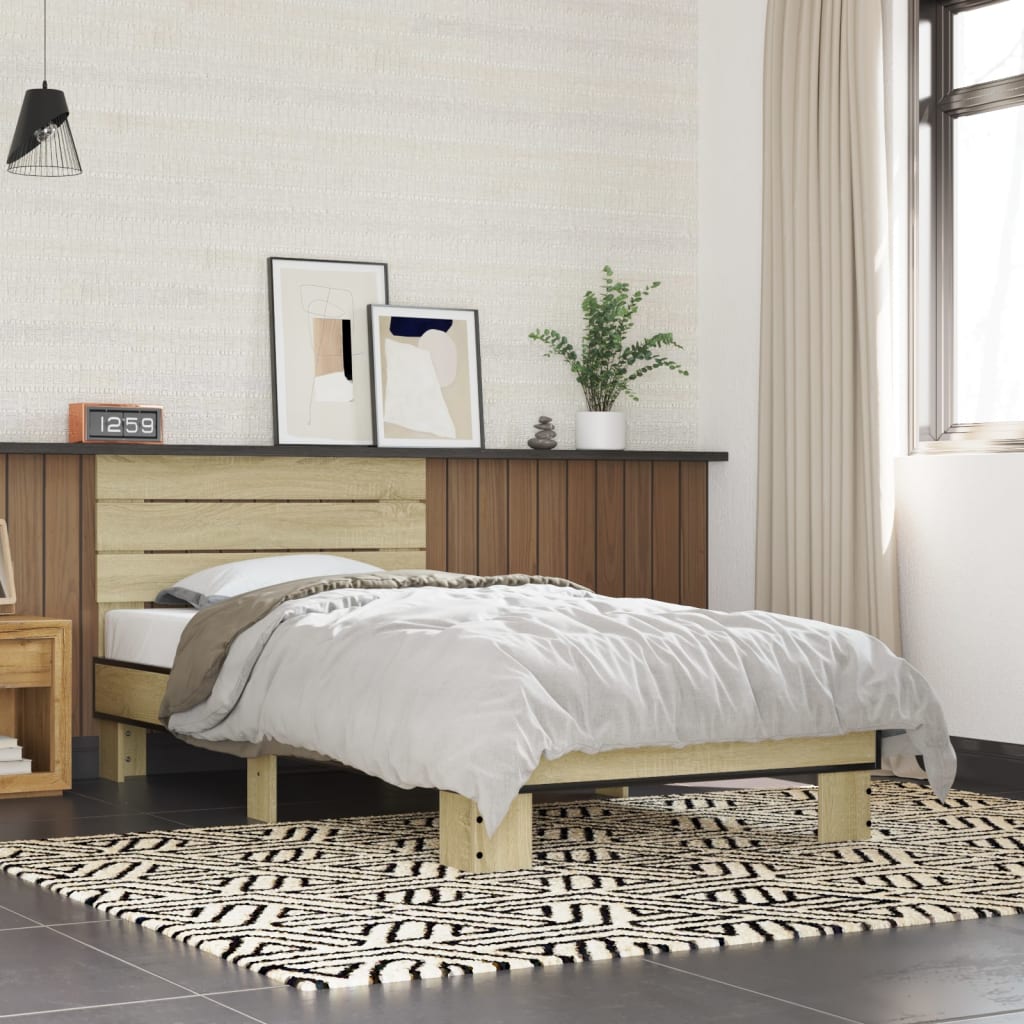Sengeramme sonoma eik 75x190 cm konstruert tre og metall