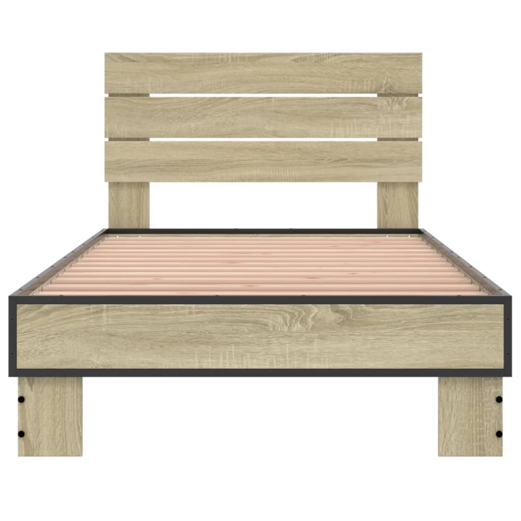 Sengeramme sonoma eik 75x190 cm konstruert tre og metall