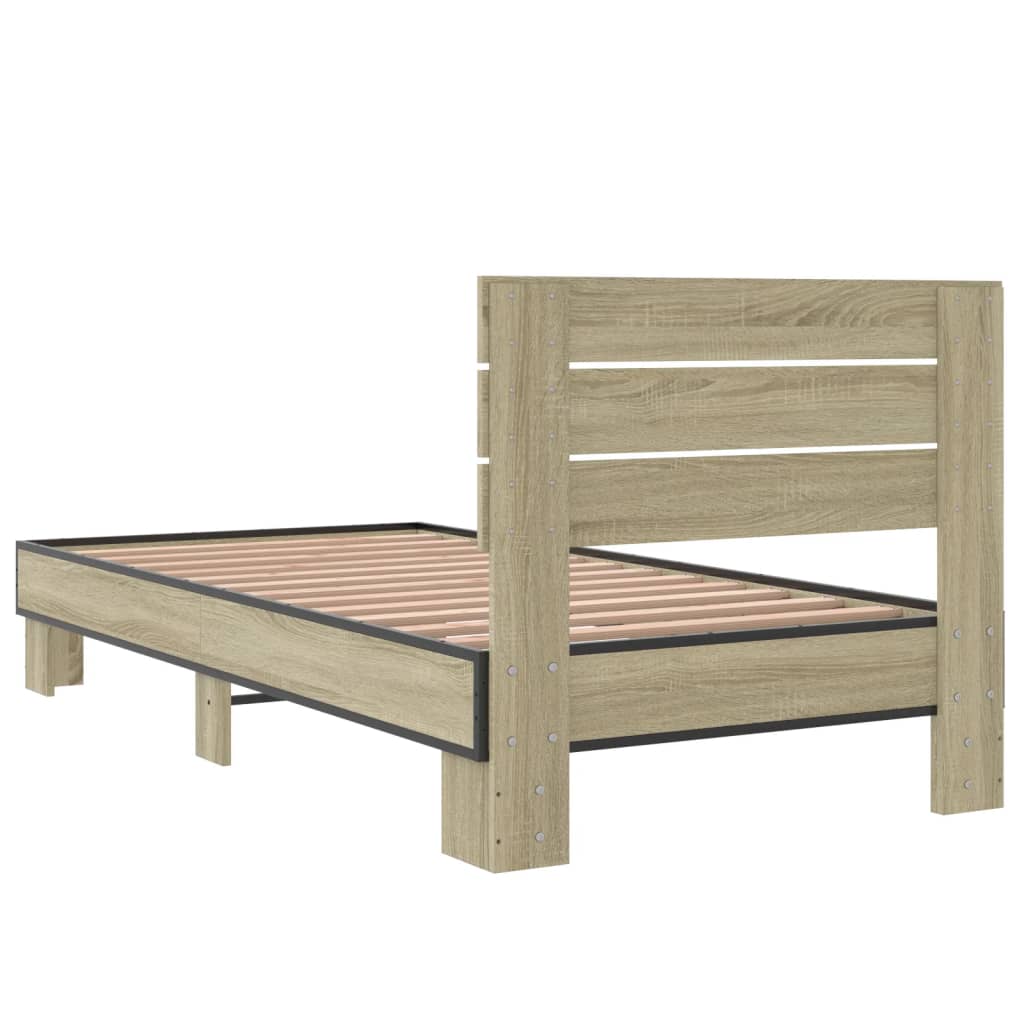 Sengeramme sonoma eik 75x190 cm konstruert tre og metall