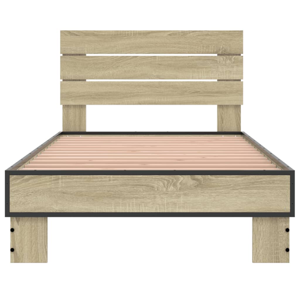 Sengeramme sonoma eik 90x190 cm konstruert tre og metall