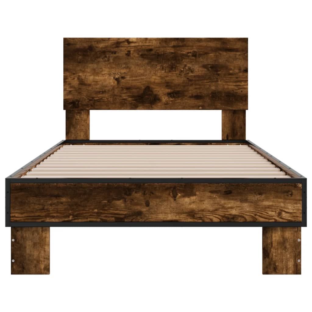 Sengeramme røkt eik 90x200 cm konstruert tre og metall