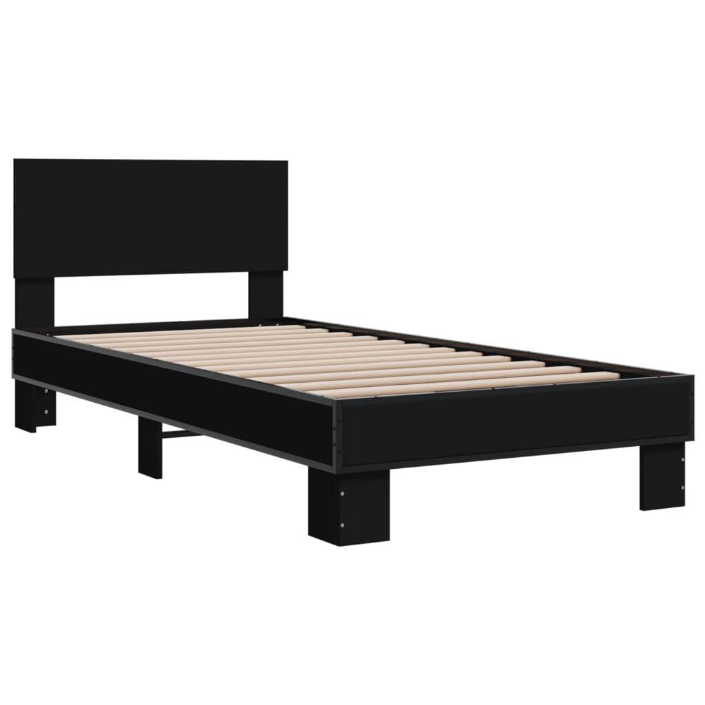 Sengeramme svart 75x190 cm konstruert tre og metall