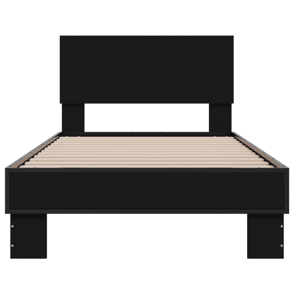 Sengeramme svart 75x190 cm konstruert tre og metall