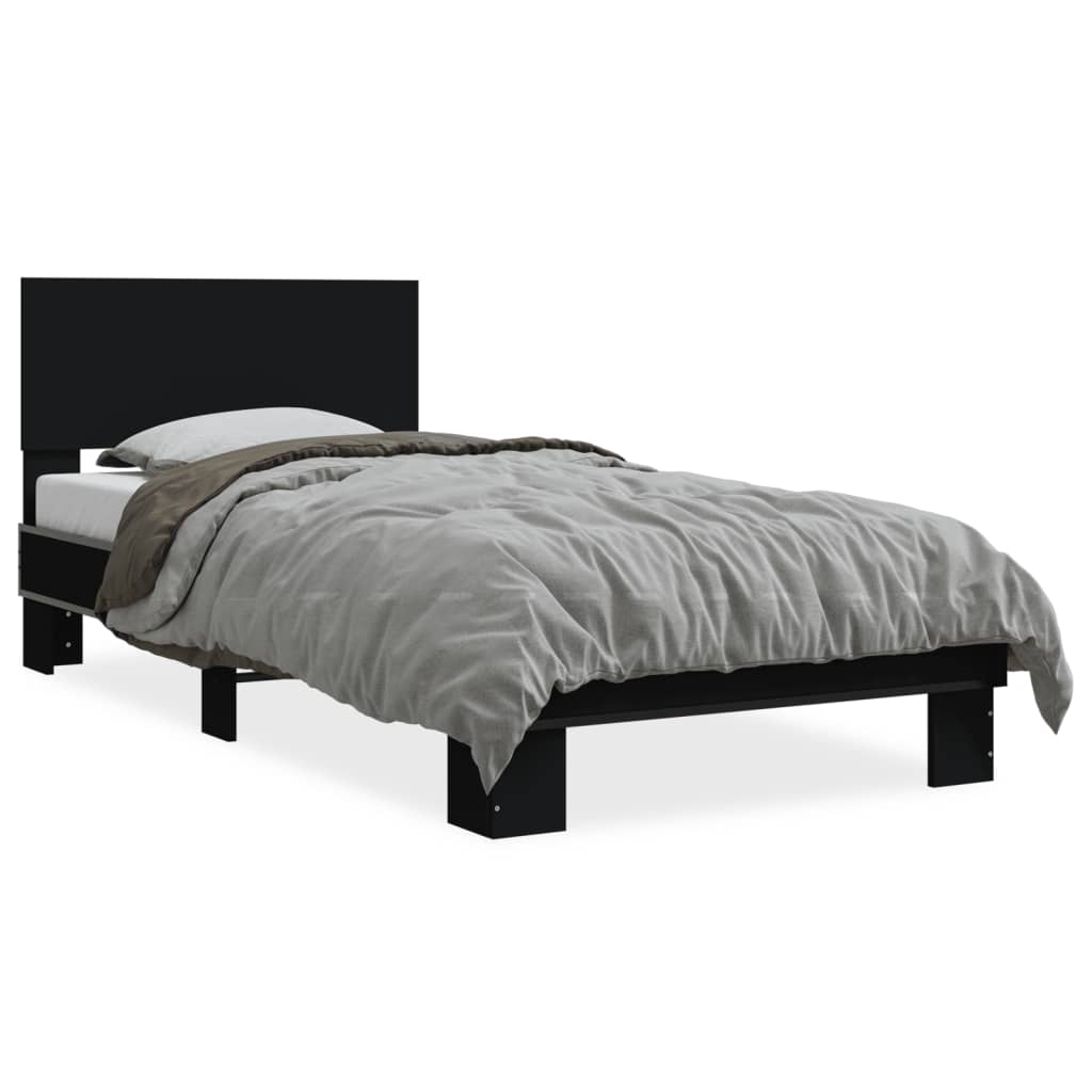 Sengeramme svart 75x190 cm konstruert tre og metall
