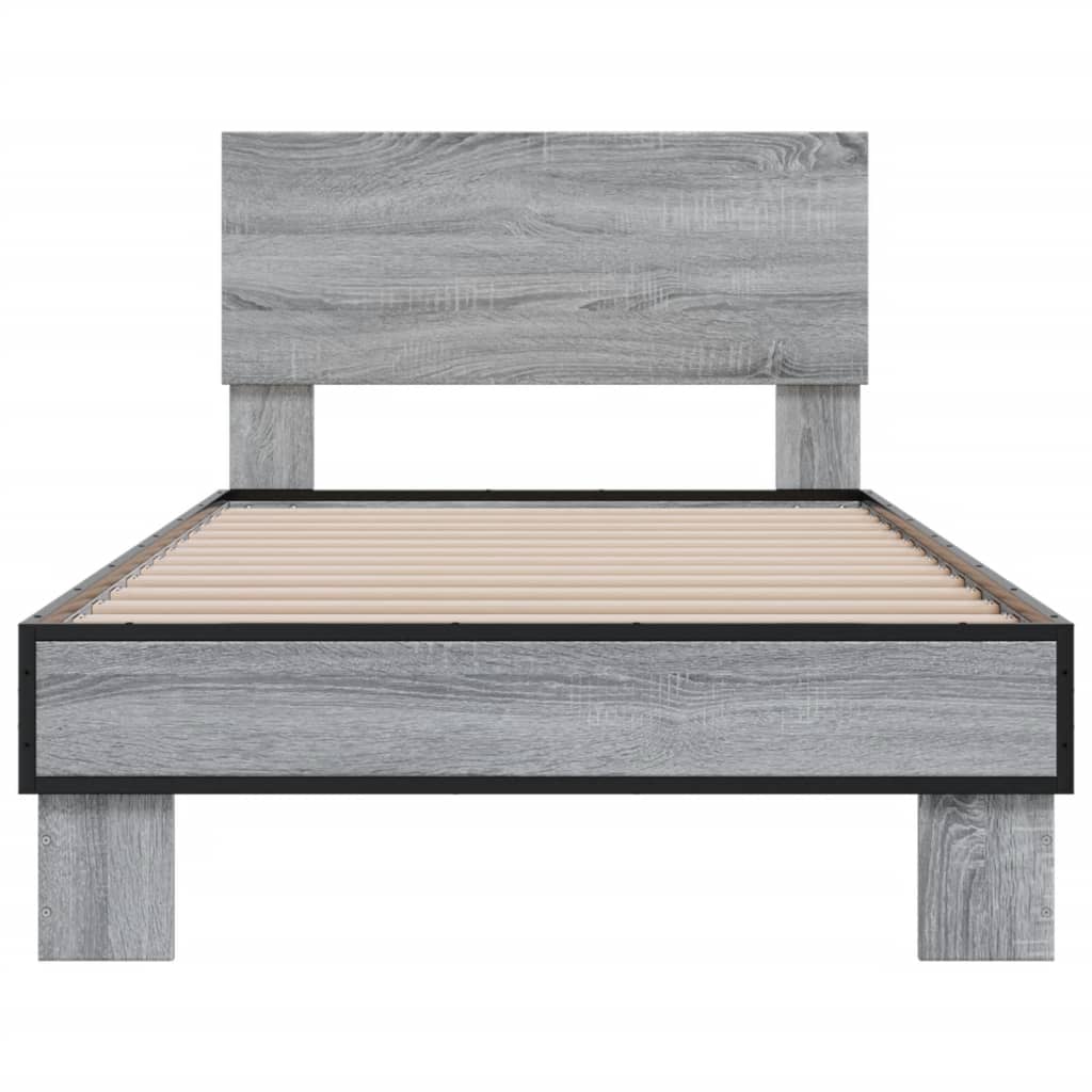 Sengeramme grå sonoma 75x190 cm konstruert tre og metall