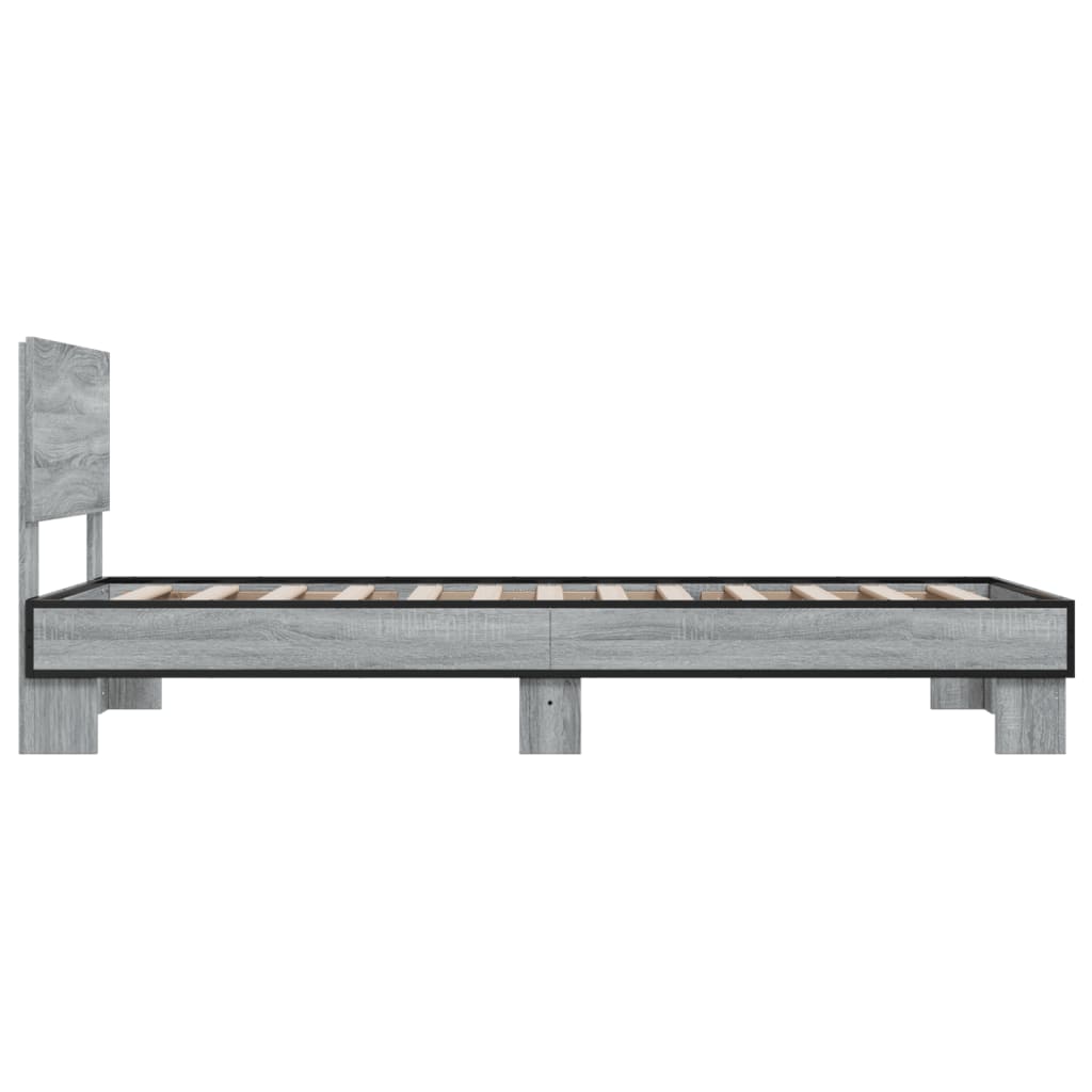 Sengeramme grå sonoma 75x190 cm konstruert tre og metall