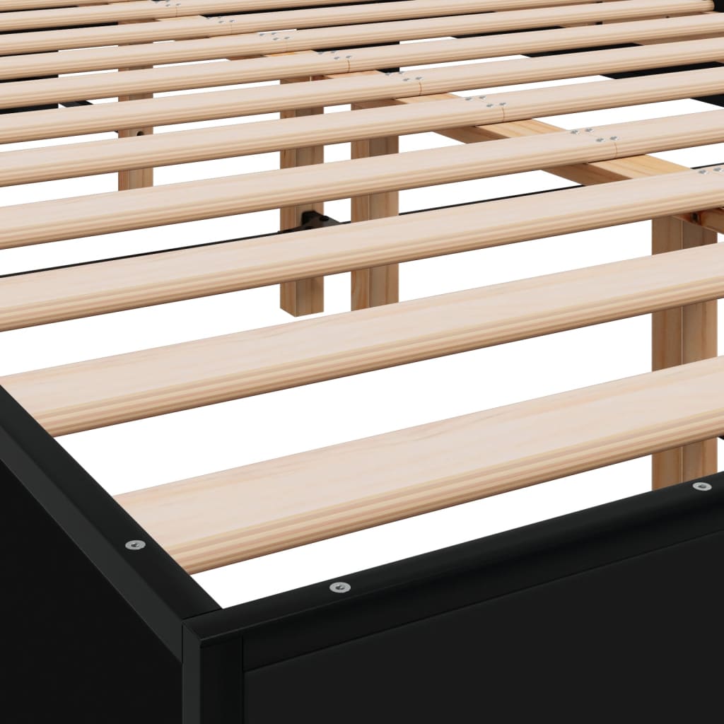 Sengeramme svart 140x200 cm konstruert tre og metall