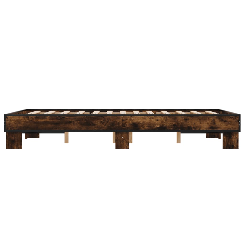 Sengeramme røkt eik 140x200 cm konstruert tre og metall