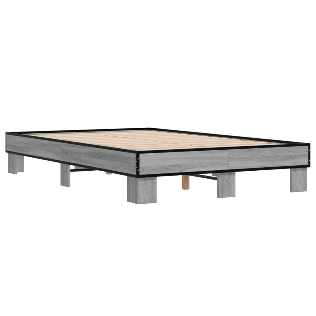 Sengeramme grå sonoma 140x200 cm konstruert tre og metall
