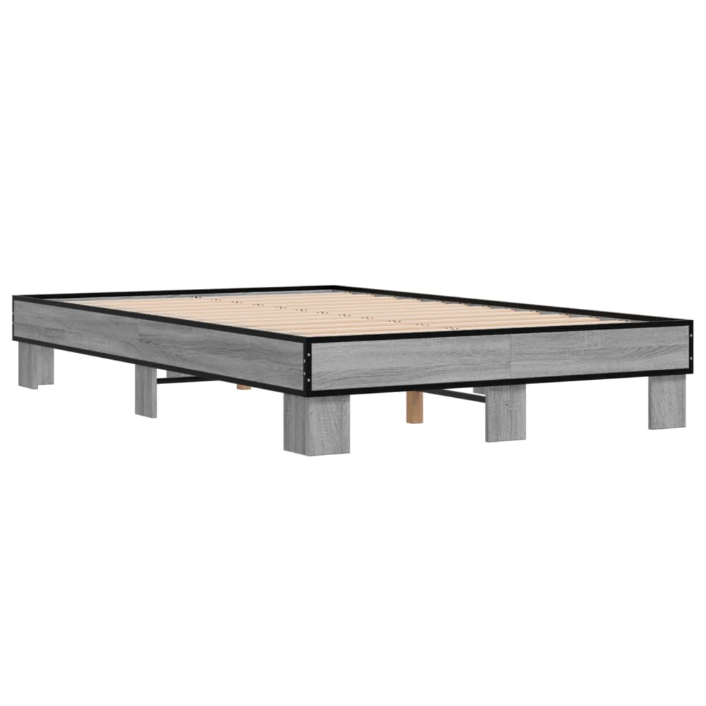 Sengeramme grå sonoma 140x200 cm konstruert tre og metall