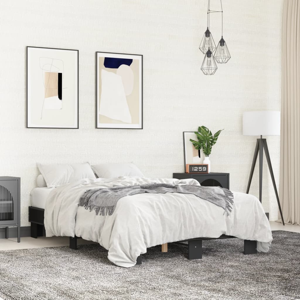 Sengeramme svart 120x200 cm konstruert tre og metall