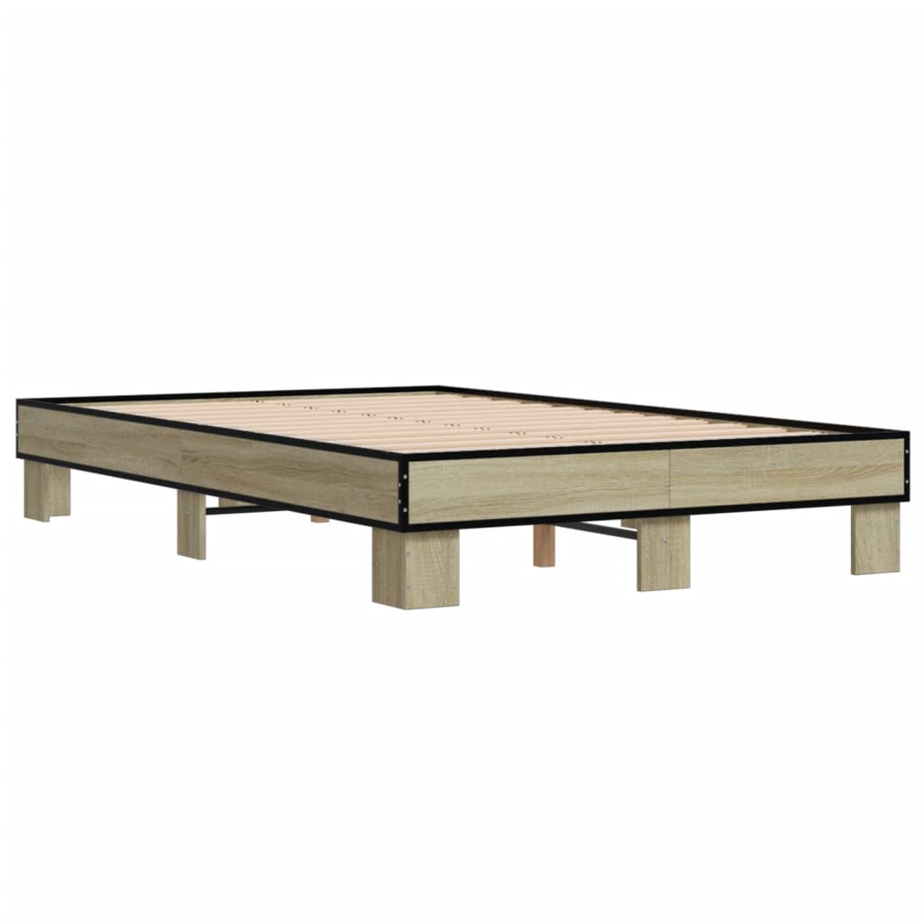 Sengeramme sonoma eik 120x200 cm konstruert tre og metall