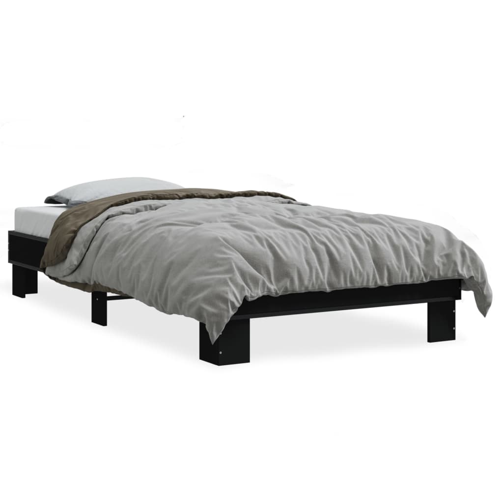 Sengeramme svart 90x200 cm konstruert tre og metall