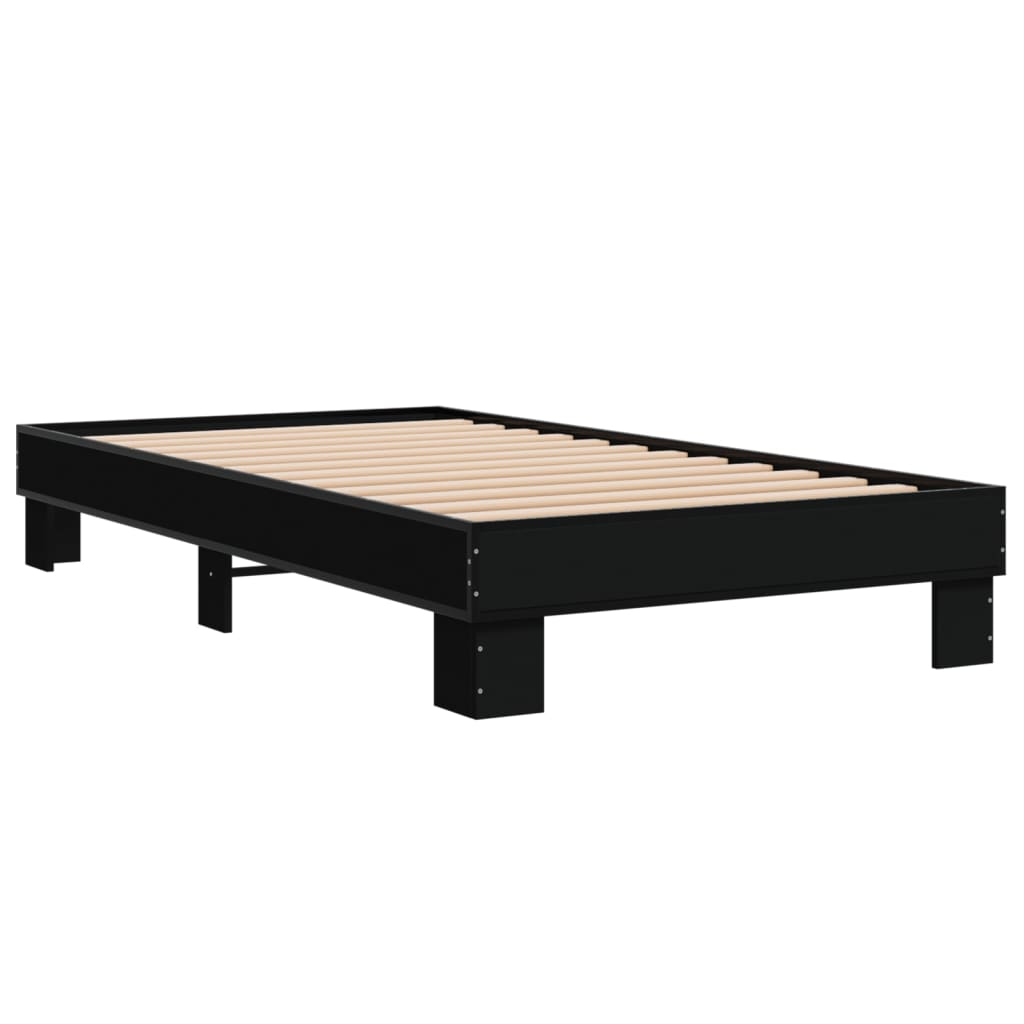 Sengeramme svart 90x200 cm konstruert tre og metall