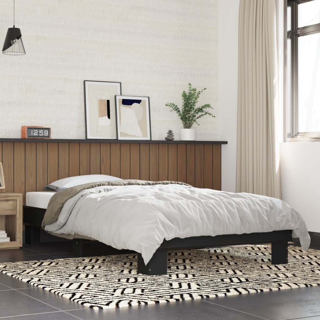 Sengeramme svart 90x200 cm konstruert tre og metall