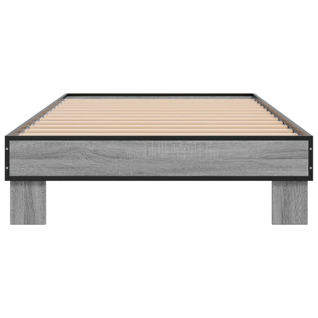 Sengeramme grå sonoma 90x200 cm konstruert tre og metall