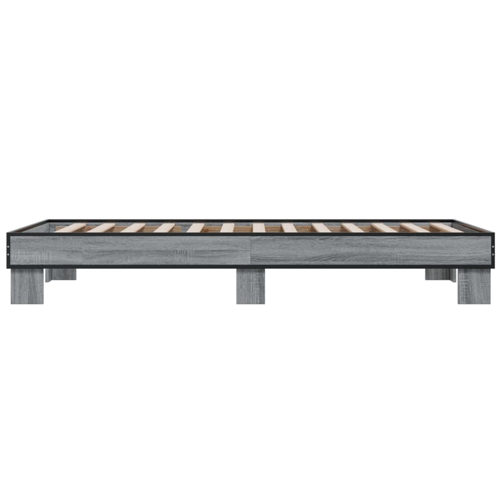 Sengeramme grå sonoma 90x200 cm konstruert tre og metall