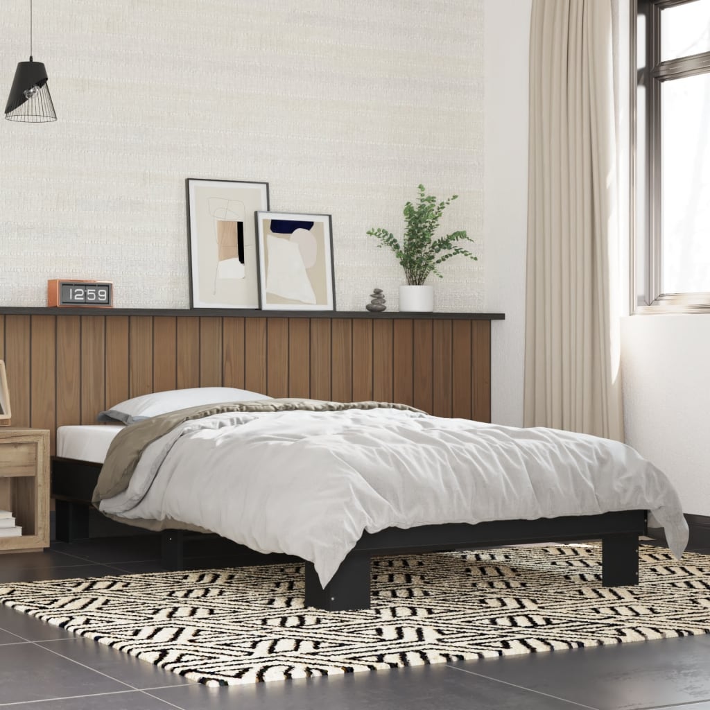 Sengeramme svart 75x190 cm konstruert tre og metall