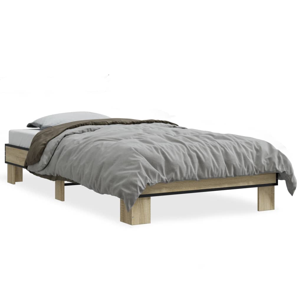 Sengeramme sonoma eik 75x190 cm konstruert tre og metall