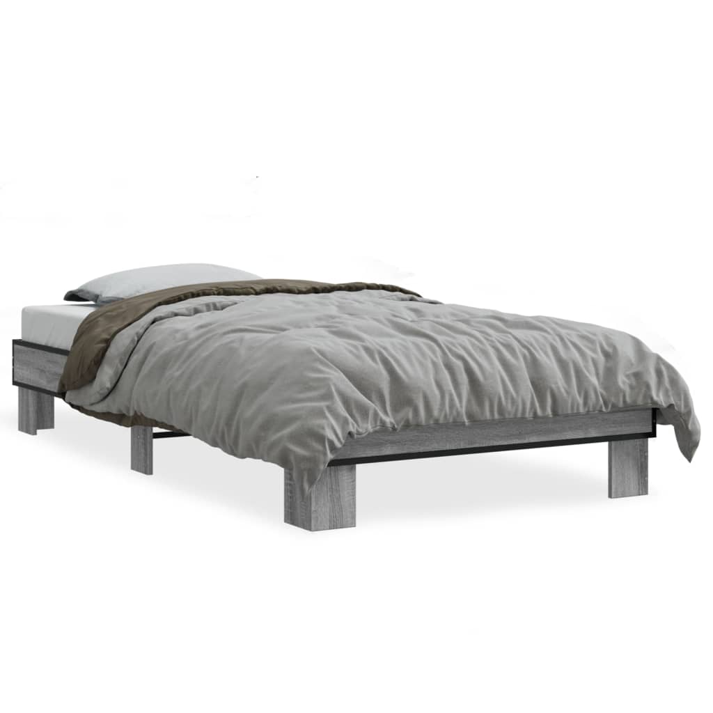 Sengeramme grå sonoma 75x190 cm konstruert tre og metall