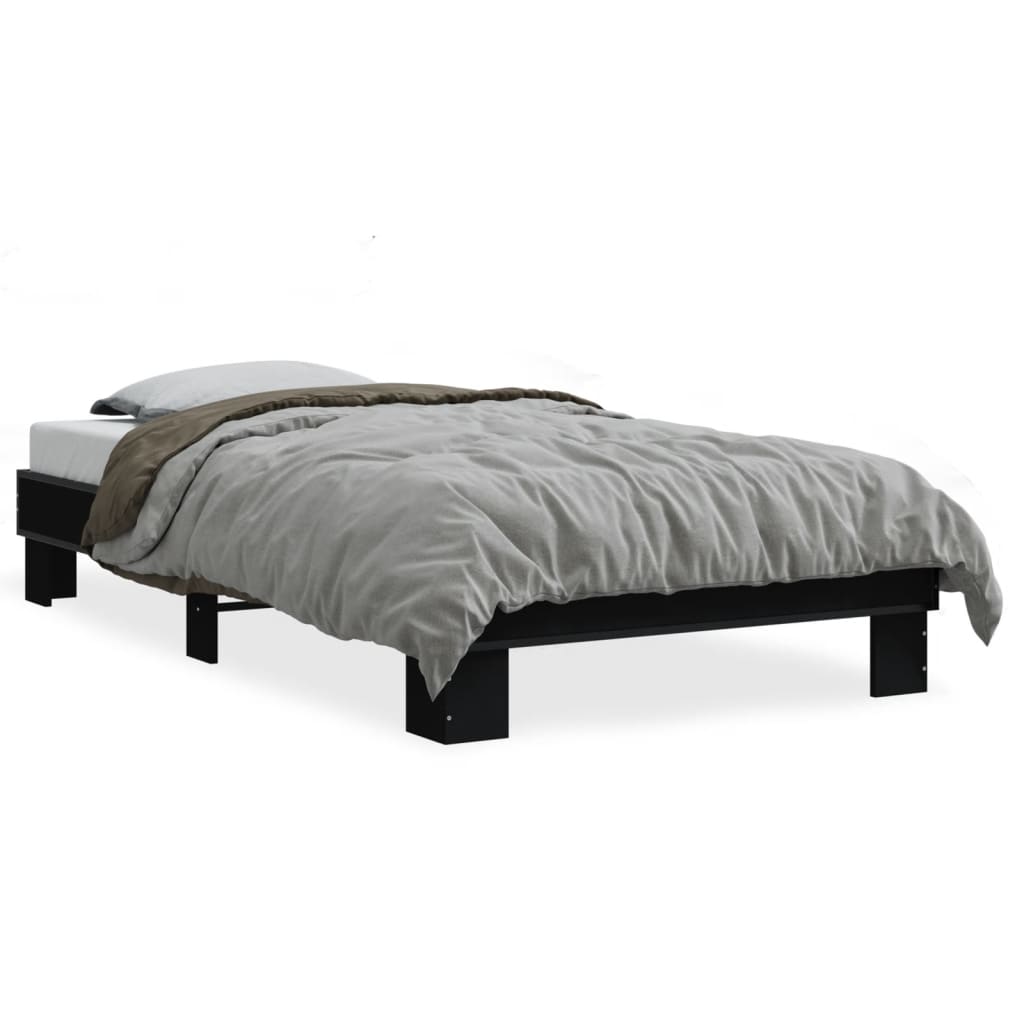 Sengeramme svart 90x190 cm konstruert tre og metall