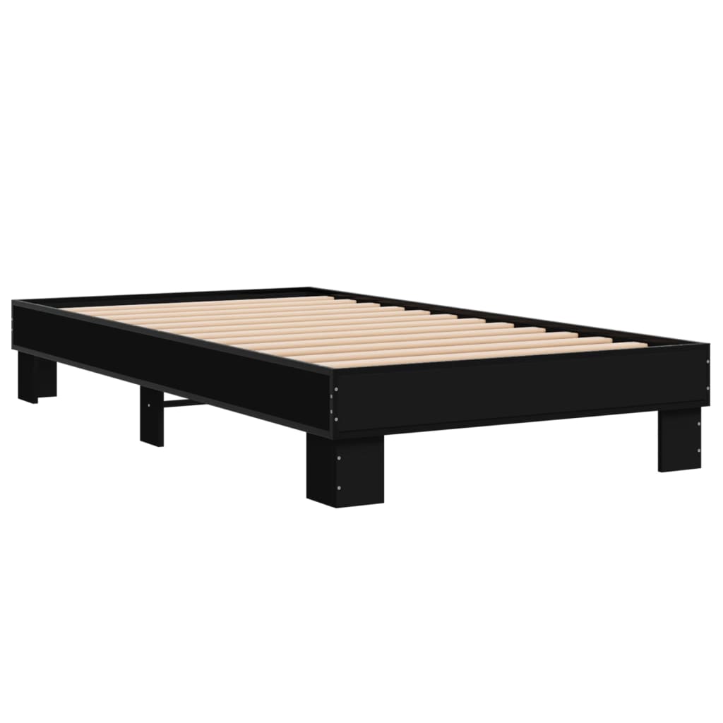 Sengeramme svart 90x190 cm konstruert tre og metall