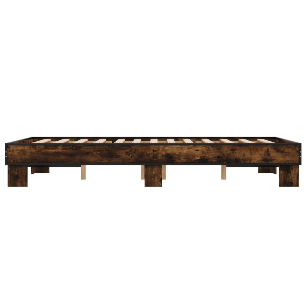 Sengeramme røkt eik 140x190 cm konstruert tre og metall