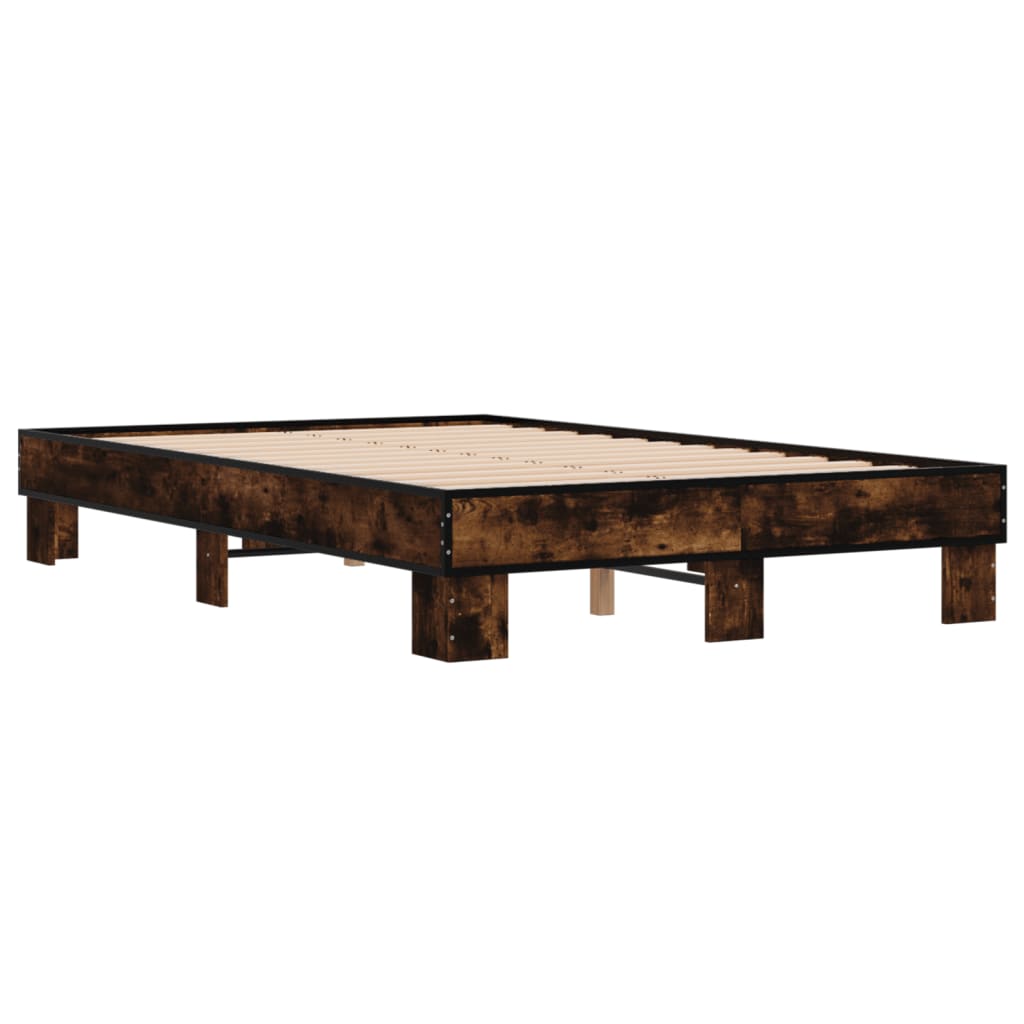 Sengeramme røkt eik 140x190 cm konstruert tre og metall