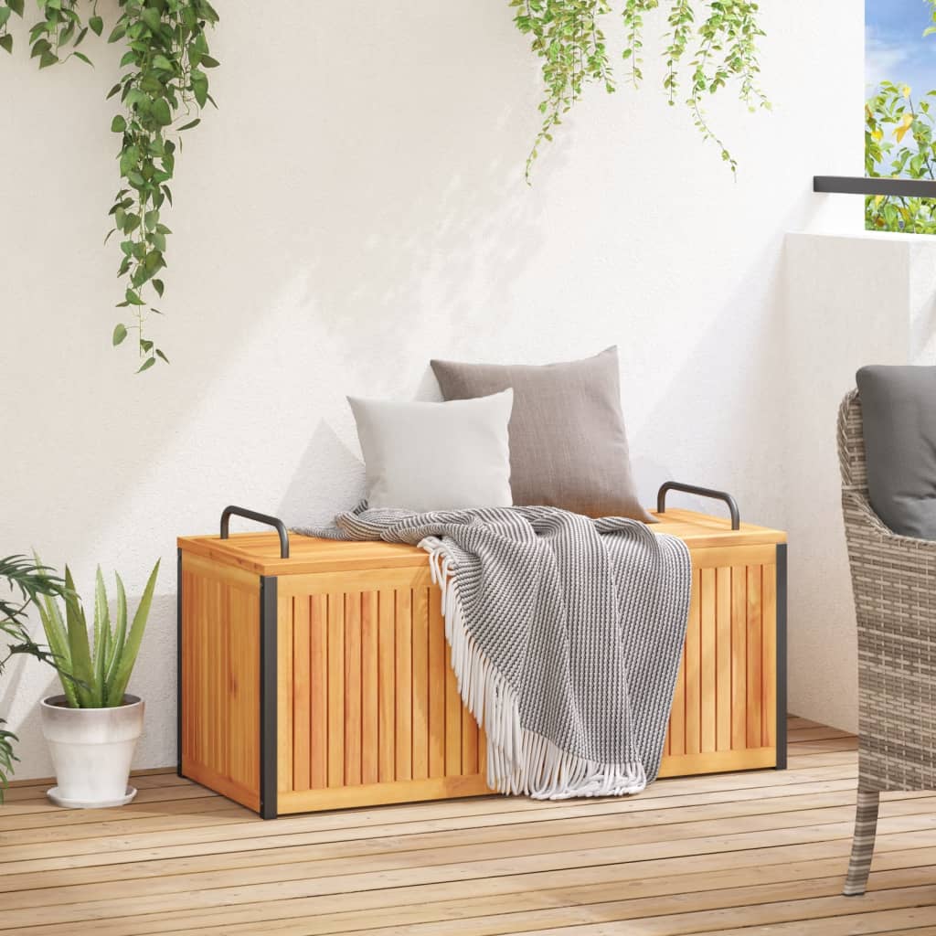 Putekasse 110x45x42/53 cm heltre akasie og stål