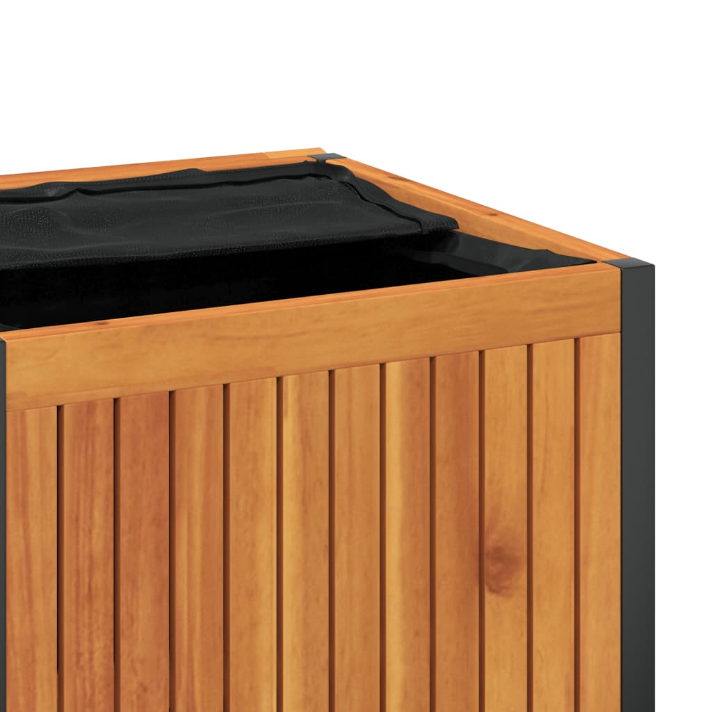 Putekasse 110x45x42/53 cm heltre akasie og stål