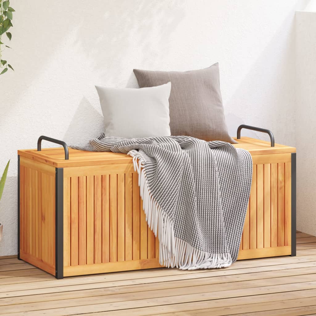 Putekasse 110x45x42/53 cm heltre akasie og stål