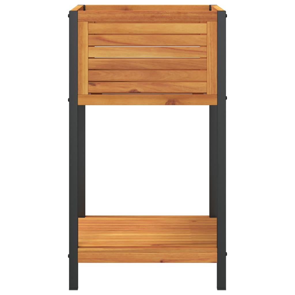 Plantekasse med hylle 45x45x80 cm heltre akasie og stål