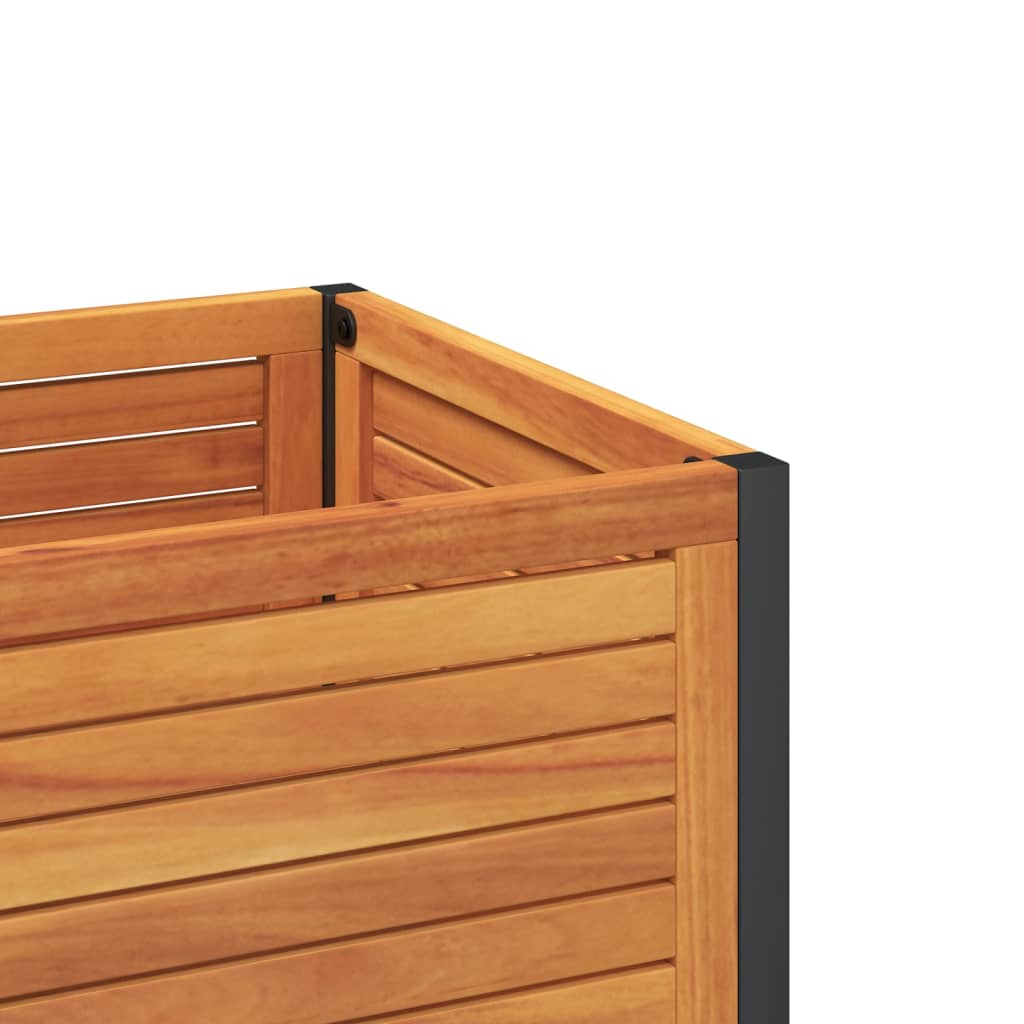 Plantekasse med hylle 45x45x80 cm heltre akasie og stål