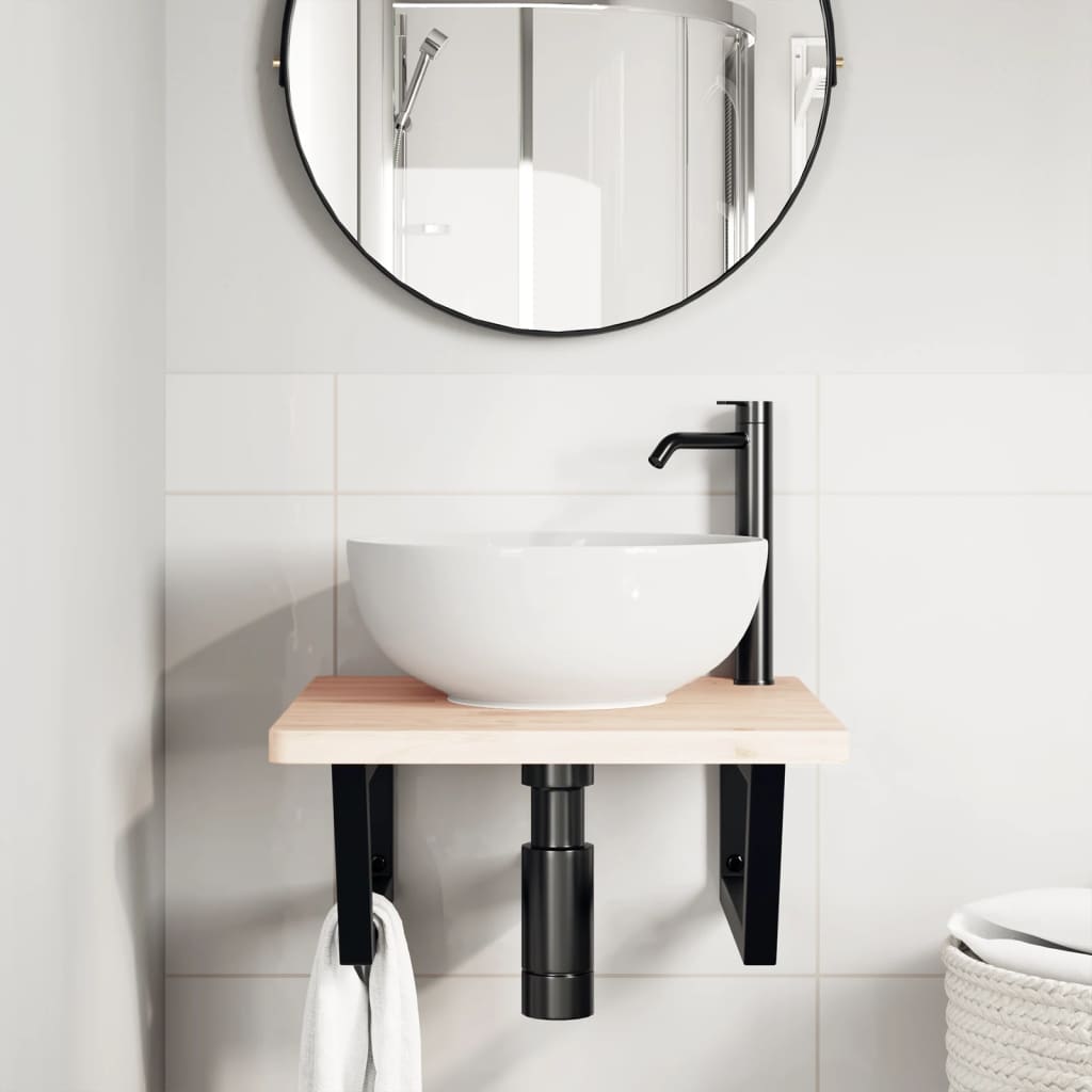 Hyllebraketter for servant 2 stk svart trapes stål
