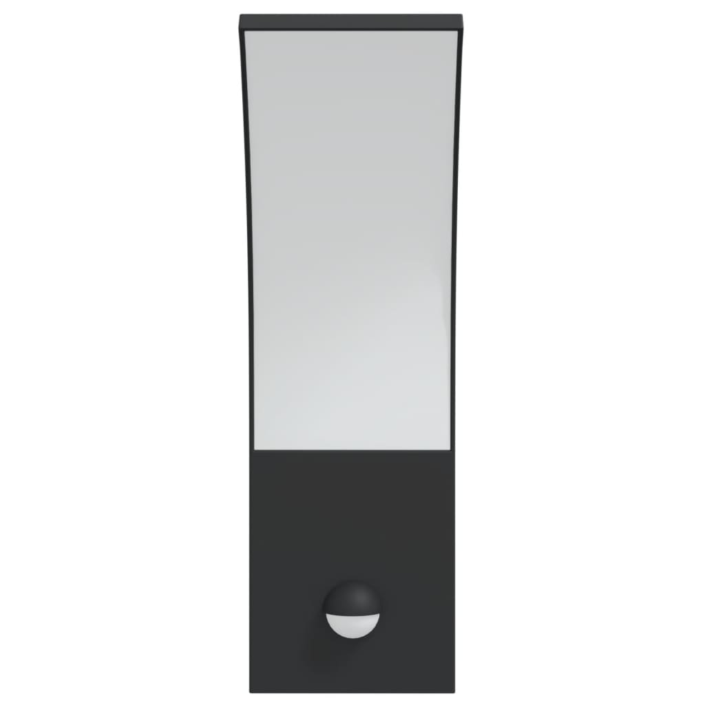 Veggmonterte LED-utelamper sensor 2 stk svart støpt aluminium