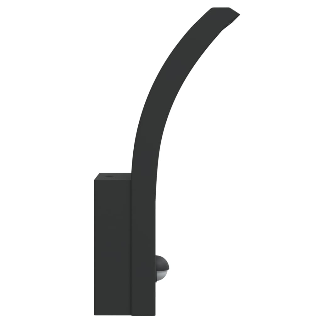 Veggmonterte LED-utelamper sensor 2 stk svart støpt aluminium