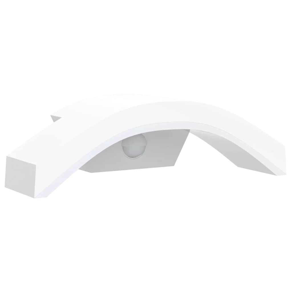 Veggmonterte LED-utelampe med sensor hvit støpt aluminium