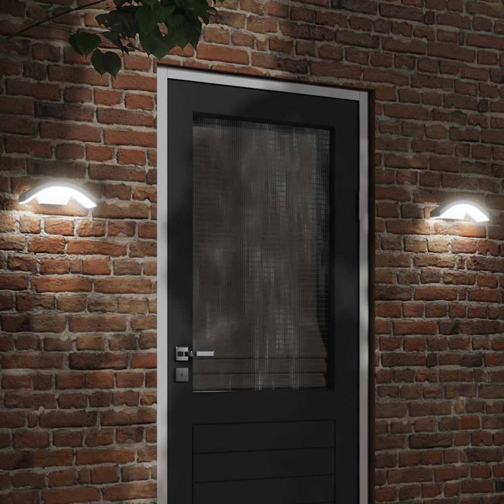 Veggmonterte LED-utelampe med sensor hvit støpt aluminium