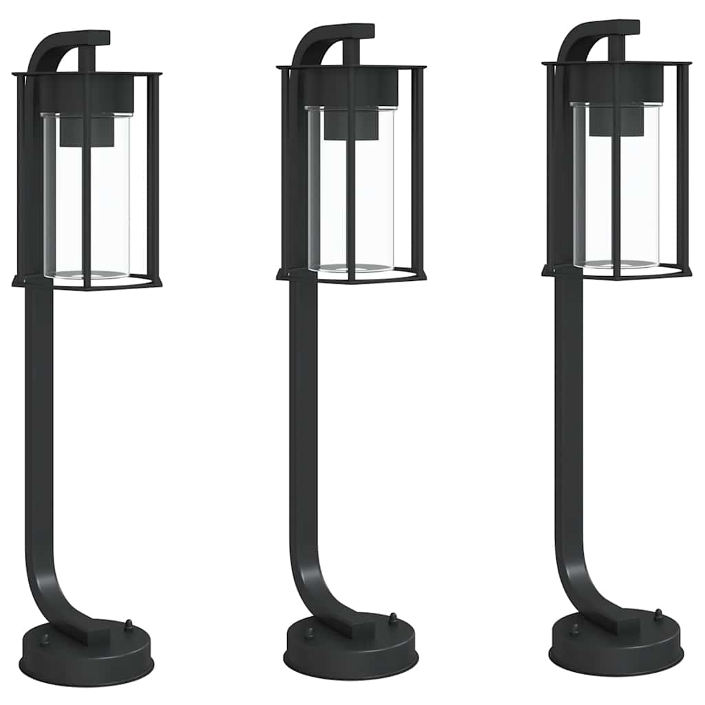 Utendørs gulvlamper 3 stk svart 60 cm rustfritt stål