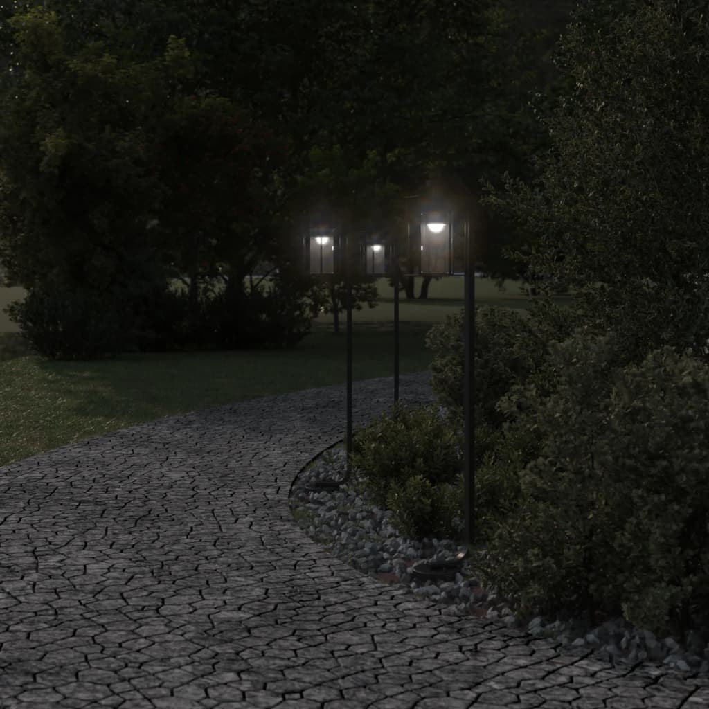 Utendørs gulvlamper 3 stk svart 100 cm rustfritt stål