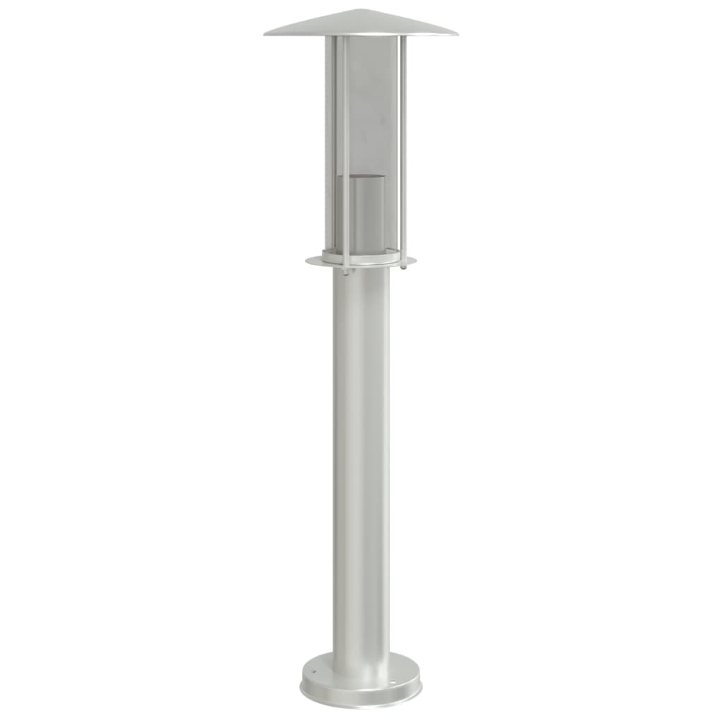 Utendørs gulvlamper 3 stk sølv 60 cm rustfritt stål